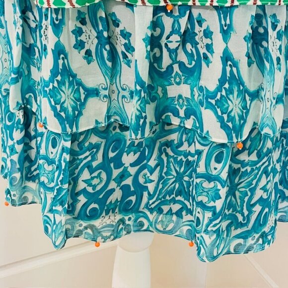 Hemant & Nandita Moana Dress 100% Silk Tiered Shift Mini Tassel Sequins Small - Picture 7 of 10